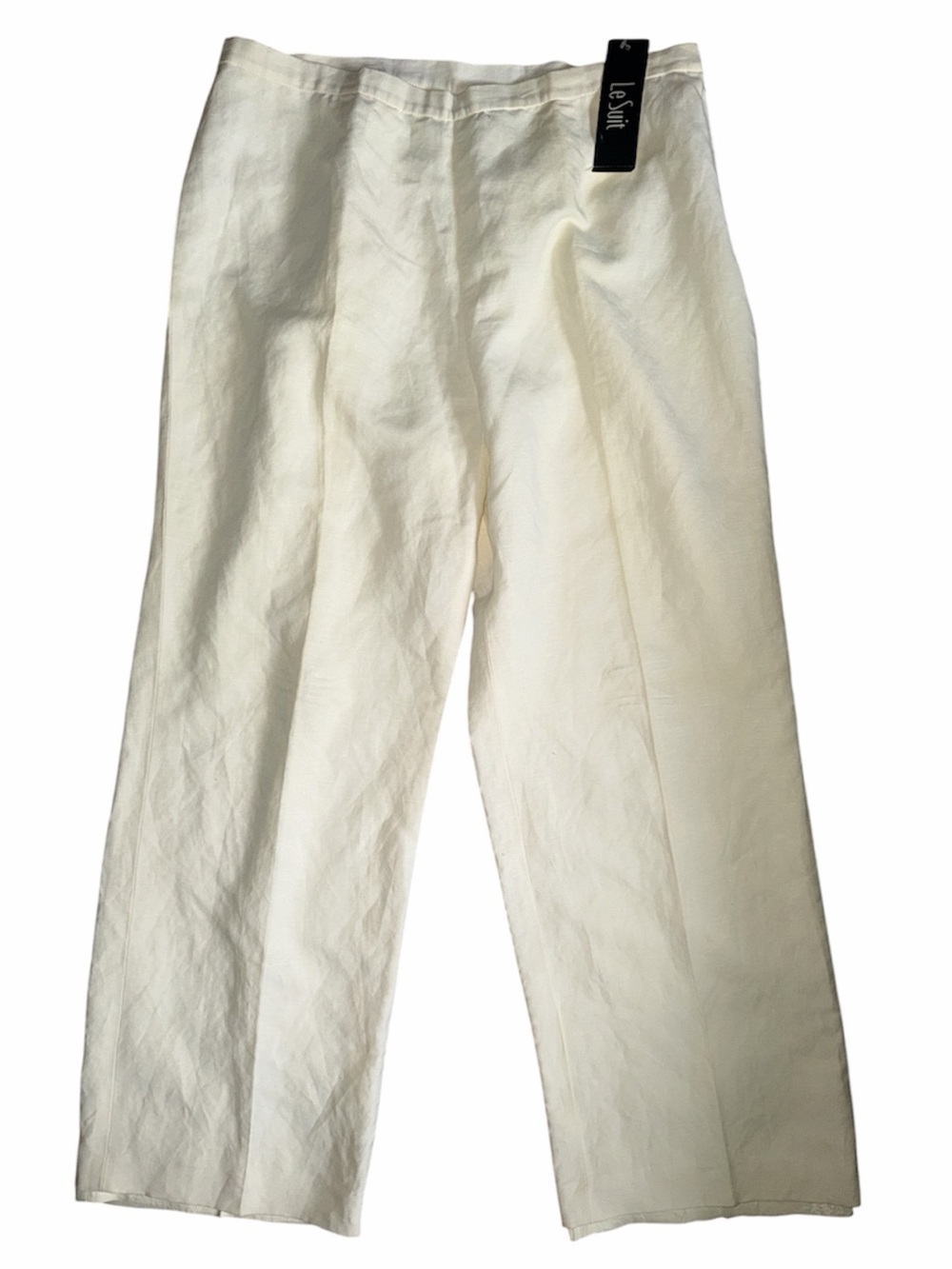 Le Suit Linen Blend Straight Leg Trousers Women’s Size 16 Coastal Grandma Ivory